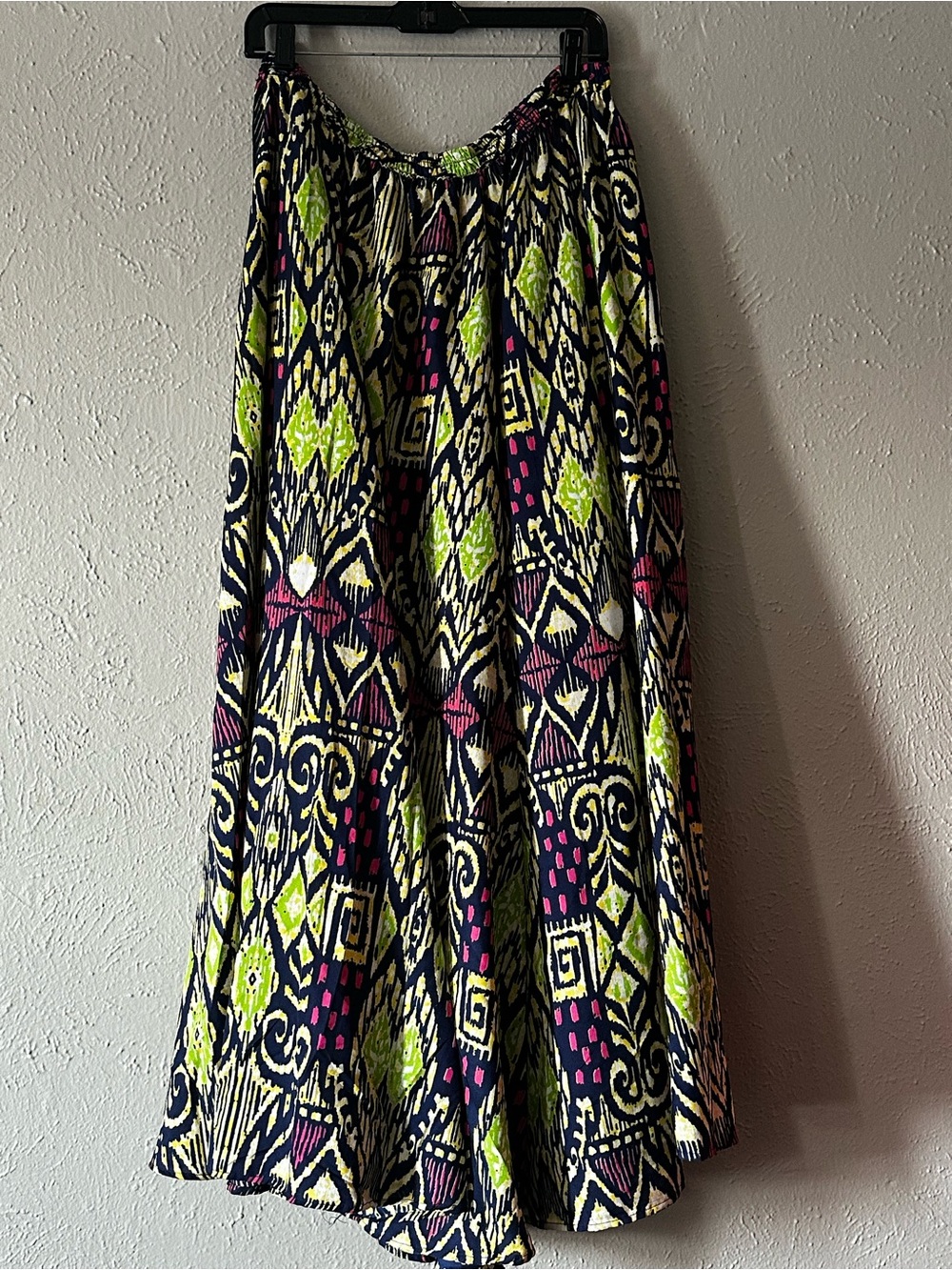 Magic Printed Maxi Skirt in Lime & Navy